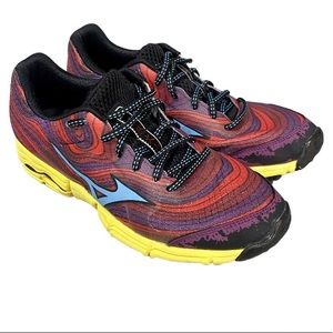Mizuno Wave Kazan Trail Womens Red Mesh Lace Up Athletic Running Shoes Sz 9